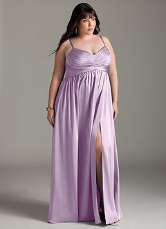 Azazie Alia Brautjungfernkleider A-Linie Plissee Stretch-Satin Kleid Frostiges Flieder image12