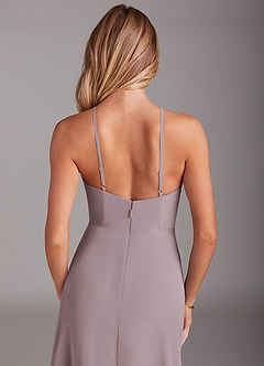 Azazie Bailey Bridesmaid Dresses Dusk A-Line Halter Side Slit Chiffon Dress image8