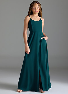 Azazie Moira Junior Pine A-Line with Pockets Chiffon Dress image1