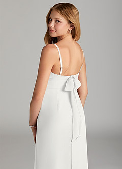 Azazie Mai Junior White Sheath Pleated Chiffon Dress image6