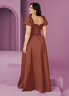 Barbie ♥ Azazie Bridesmaid Dresses Auburn A-Line Ruched Stretch Satin Dress image11
