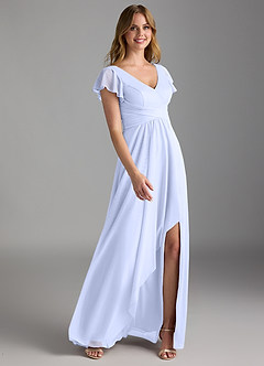 Azazie Omari Bridesmaid Dresses Lavender A-Line Mesh Dress image2