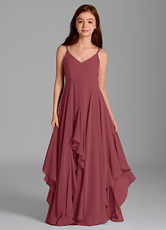 Azazie Karan Junior Abito A-Line in Chiffon Merlot image4