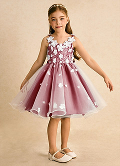 Azazie Junebug vestidos de niña de las flores Vestido de Marfil Escarlata de Tul de Princesa con Encaje image6