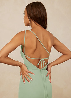 Christian Siriano Bridal for Azazie 1003 Bridesmaid Dresses Dusty Sage Sheath One Shoulder Chiffon Dress image6