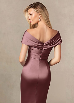 Azazie Ludlow Mother of the Bride Dresses Vintage Mauve Mermaid Pleated Stretch Satin Dress image5