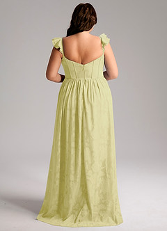 Azazie Denisse Brautjungfernkleider A-Linie Gestreift Blumen-Burnout Kleid Zitronensorbet image8