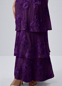 Araceli Plum Stretch 3D Flowers Lace Maxi Dress image7