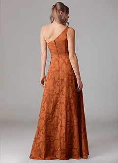 Azazie Ellianna Bridesmaid Dresses Burnt Orange A-Line One Shoulder Floral Burnout Dress image2