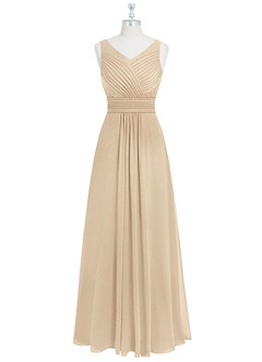 Azazie Pierrette Bridesmaid Dresses Champagne A-Line Pleated Chiffon Dress image7