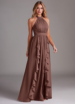 Azazie Avary Bridesmaid Dresses Espresso A-Line Pleated Chiffon Dress image5
