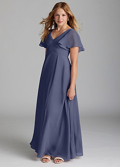 Azazie Kimber Junior Stormy A-Line Pleated Chiffon Dress image3