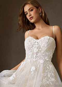 Azazie Seradine Wedding Dresses Diamond White Champagne A-Line Off the Shoulder Beading Dress image5