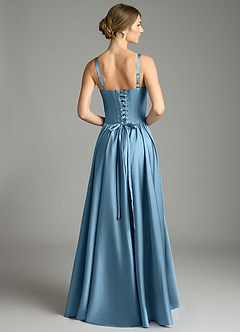 Azazie Evadina Suknie dla druhen Linia A Gorset Satyna elastyczna Do ziemi Sukienka image2