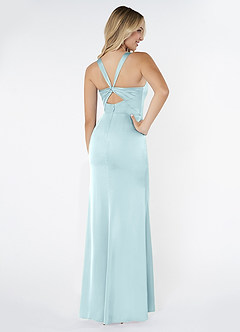 Azazie Mero Bridesmaid Dresses Cloud Blue Mermaid Pleated Stretch Satin Dress image3