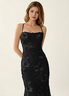 Kailani Black 3D Flowers Corset Mermaid Lace Up Back Prom Dress image5