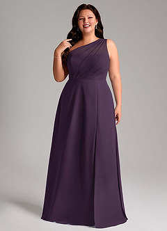 Azazie Phaedra Bridesmaid Dresses Plum A-Line One Shoulder Chiffon Dress image11