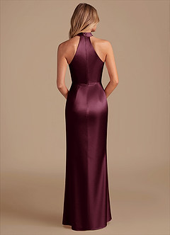 Azazie Karlotta Bridesmaid Dresses Cabernet Sheath Pleated Metallic Satin Dress image2