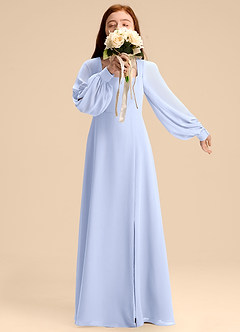 Azazie Bondi Junior Abito A-Line in Chiffon Blusa Ghiaccio image1