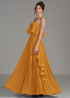 Azazie Alexia Bridesmaid Dresses Butterscotch A-Line Ruched Chiffon Dress image5