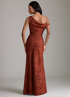 Azazie Emerson Bridesmaid Dresses Terracotta Mermaid Off the Shoulder Floral Burnout Dress image6