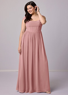 Barbie ♥ Azazie Bridesmaid Dresses Dusty Rose A-Line Corset Chiffon Dress image11