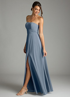 Azazie Tamira Suknie dla druhen Linia A Pofałdowany Szyfon Do ziemi Sukienka image3