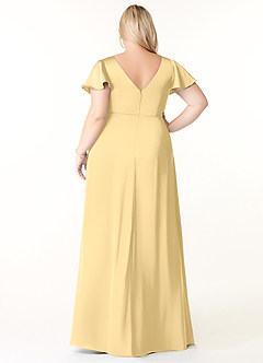 Azazie Soren Robes de demoiselle d'honneur Robe Trapèze en Satin extensible Plissée Beurre image10