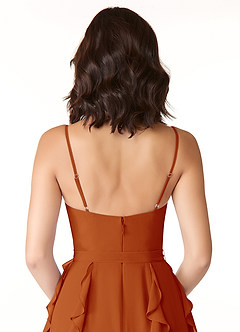 Azazie Peyton Bridesmaid Dresses Paprika A-Line Ruched Chiffon Dress image3