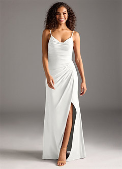 Azazie Deandra Bridesmaid Dresses White Mermaid Pleated Chiffon Dress image5