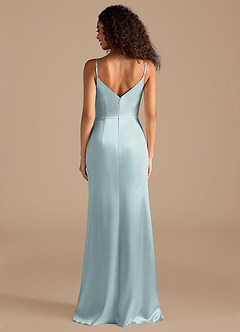 Azazie Deandra Bridesmaid Dresses Mist Mermaid Pleated Metallic Satin Dress image5