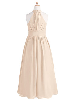 Azazie Iman Junior White Alabaster A-Line Pleated Chiffon Dress image7
