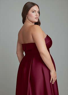 Azazie Lucienne Vestidos de damas de honor Vestido Mora de Satén Elástico de Línea A Convertible con Palabra de honor image10