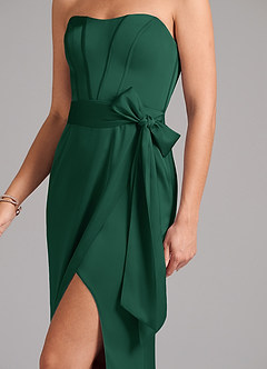 Azazie Jamie Brautjungfernkleider Wandelbar A-Linie Schulterfrei Stretch-Satin Kleid Dunkelgrün image7