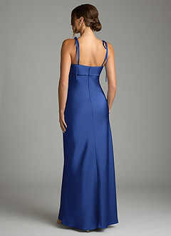 Azazie Ellia Bridesmaid Dresses Royal Blue Sheath Bow Stretch Satin Dress image5