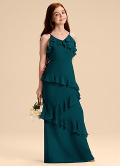 Azazie Evara Junior Pine A-Line Chiffon Dress image6