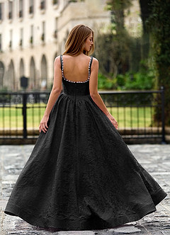 Thyme Negro Vestido de fiesta con flores 3D de corte A image2