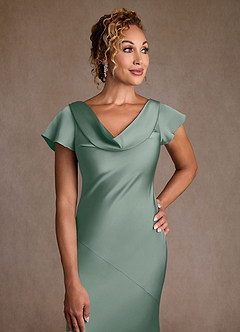 Azazie Shelby 신부의 어머니 드레스 인어 주름진 스트레치 새틴 플로어 길이 드레스 image6