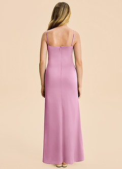 Azazie Rosalia Junior Robe Fourreau en Satin extensible Plissé Rose Bonbon image2