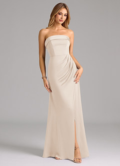 Azazie Aretha Bridesmaid Dresses White Alabaster A-Line Strapless Stretch Satin Convertible Dress image1