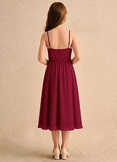 Azazie Twilight Dance Girls Formal Flower Girl Dresses Burgundy A-Line Pleated Chiffon Dress image2