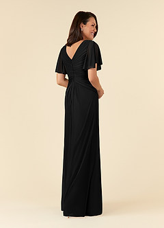 Azazie Emmeline Mother of the Bride Dresses Black A-Line V-Neck Pleated Mesh Dress image4