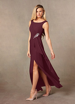 Azazie Yarrow Mother of the Bride Dresses Cabernet A-Line Pleated Chiffon Dress image5