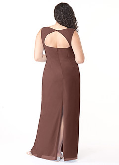 Azazie Flori Bridesmaid Dresses Espresso Sheath Square Neckline Chiffon Dress image8