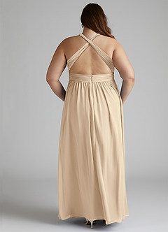 Azazie Ashia Bridesmaid Dresses Champagne A-Line Pleated Chiffon Dress image11