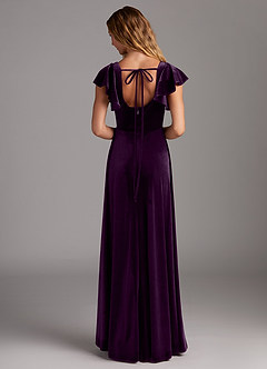 Azazie Bondi Bridesmaid Dresses Grape A-Line Side Slit Velvet Dress image6