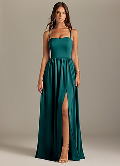 Azazie Calianna Bridesmaid Dresses Peacock A-Line Off the Shoulder Stretch Satin Convertible Dress image9