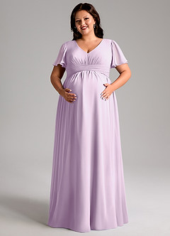 Azazie Verna Brautjungfernkleider für Schwangere A-Linie V-Hals Gerüscht Chiffon Bodenlänge Kleid image11