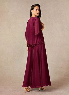 Azazie Devana Mère de la mariée Robes Robe Trapèze en Mousseline de soie Sequins Bourgogne image2