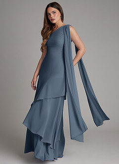 Azazie Monique Bridesmaid Dresses Neptune A-Line One Shoulder Chiffon Dress image4